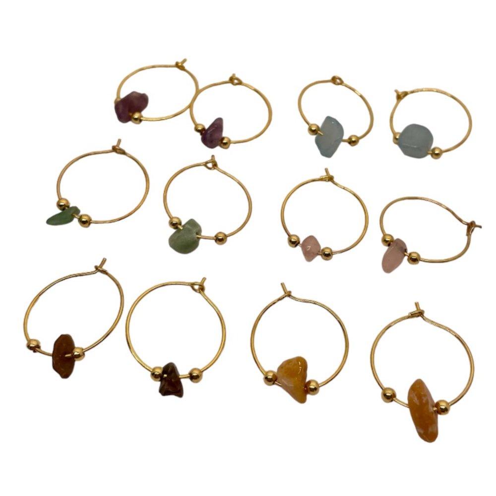 ✨ FREE Stone Hoop Drop Geo Geode Boho Peasant Hipster Hippie Art Deco Earrings
